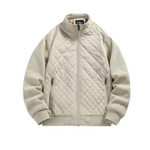 Herren gesteppte Hybridjacke mit Stehkragen und Strickärmeln Echoarchiv