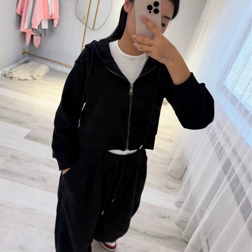 Damen Lässiges Kapuzen‑Sweatset mit Reißverschluss und weitem Jogger‑Schnitt Echoarchiv