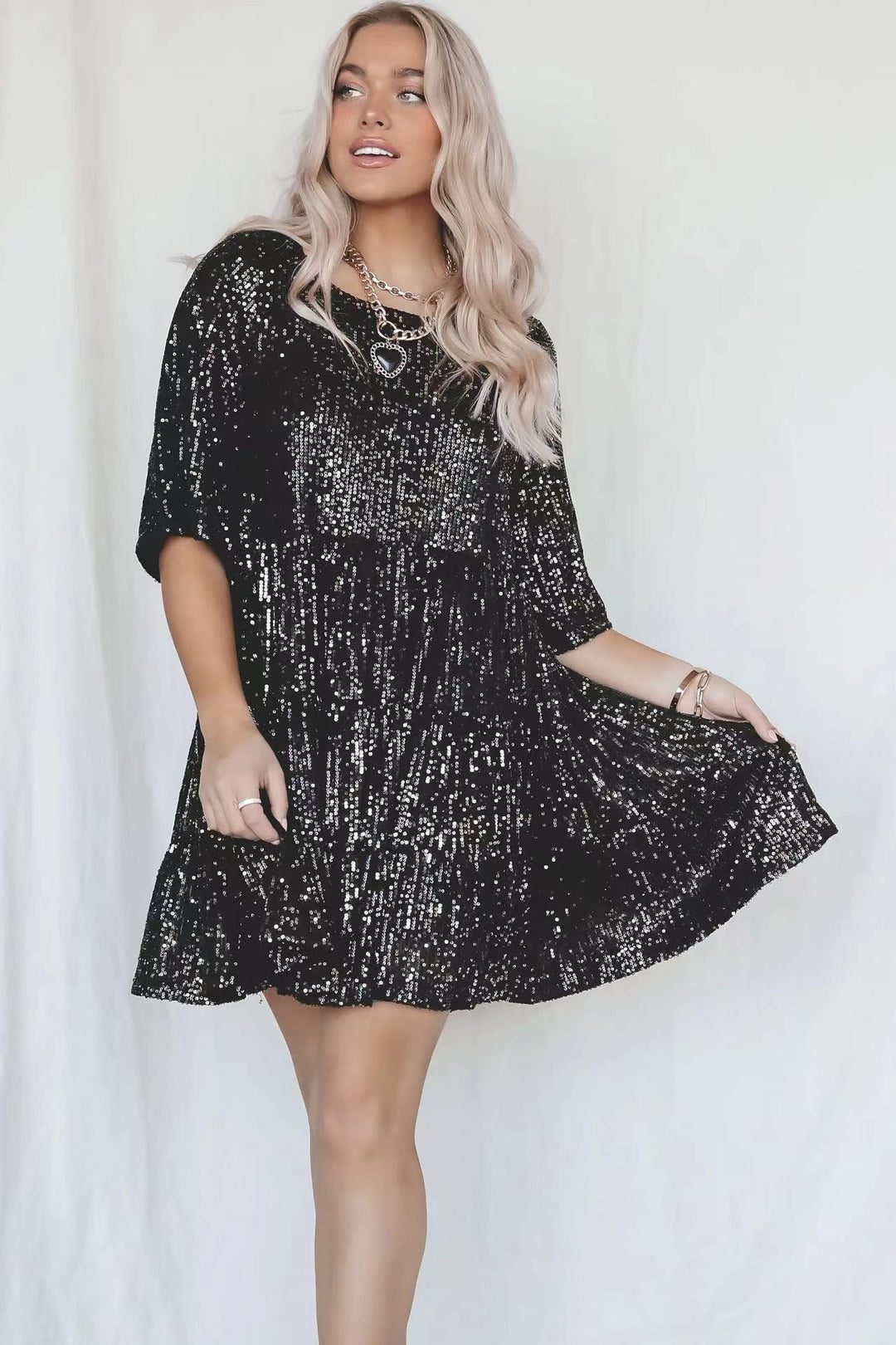 Damen Glitzerndes Kurzkleid Echo Archiv
