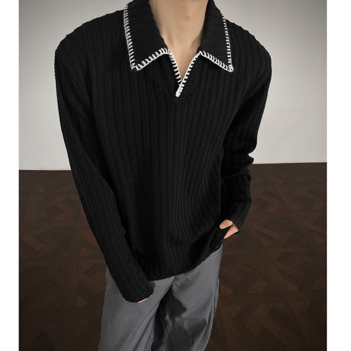 Herren Pullover mit lässigem strukturiertem Design und modischem Kragen Echoarchiv