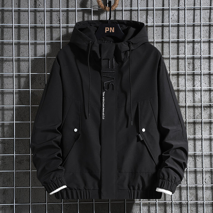 Herren Kapuzen-Utility-Fieldjacke mit verdeckter Zip-Front und verstellbarem Kordelzug – Taviero