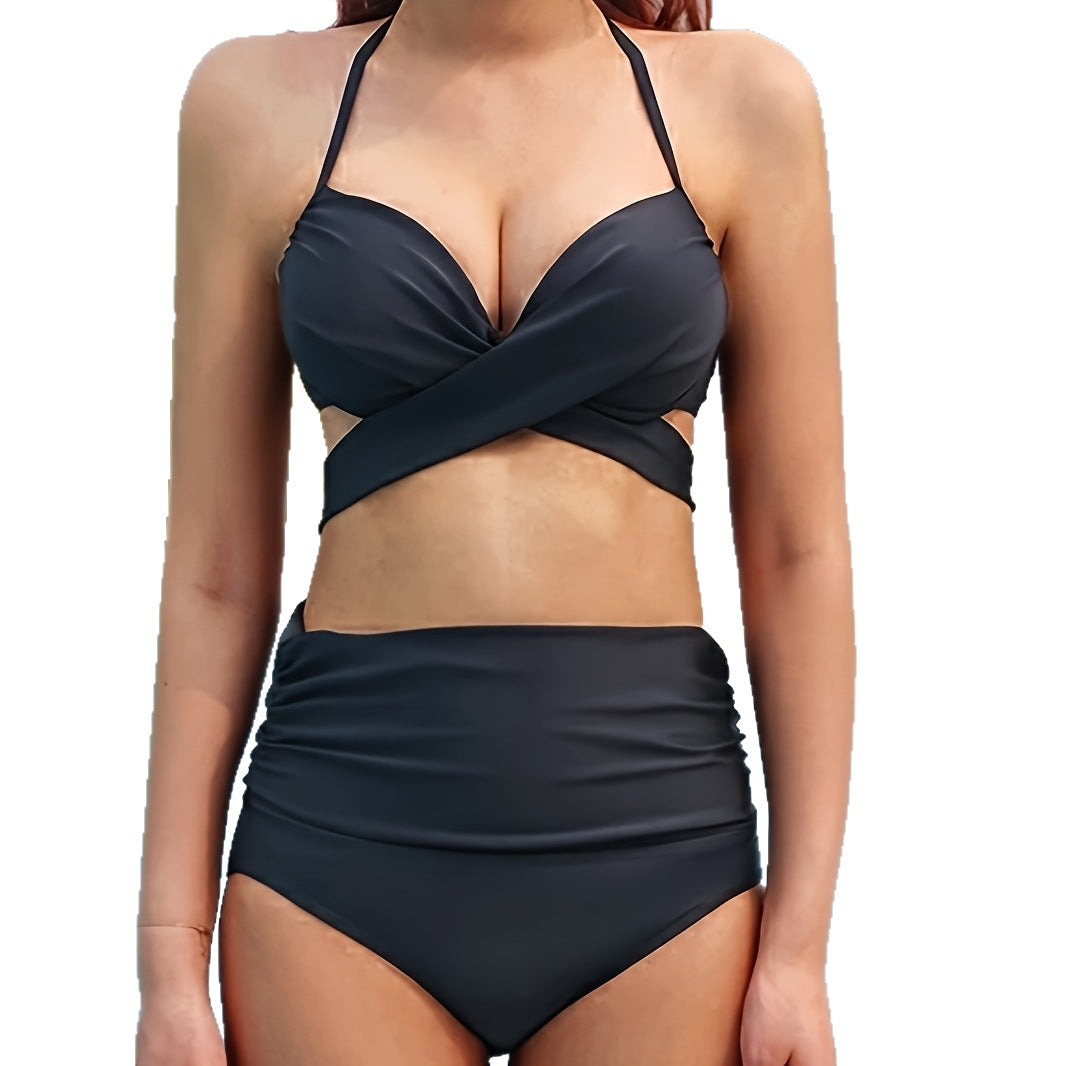 Damen eleganter Hochgeschnittener Bikini mit raffinierter Wickeloptik Echo Archiv