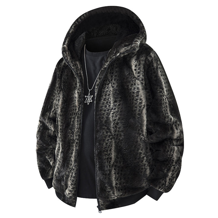 Herren Kapuzen-Fleecejacke im Oversized-Look mit weichem Kunstfellfutter Echo Archiv