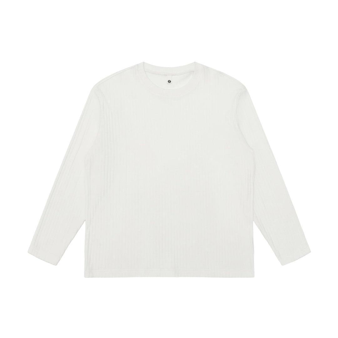 Unisex Fein geripptes Langarmshirt mit Rundhalsausschnitt und leichter Oversize-Silhouette Echoarchiv