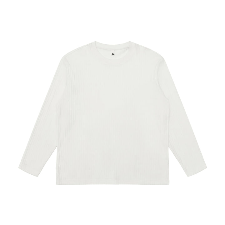 Unisex Fein geripptes Langarmshirt mit Rundhalsausschnitt und leichter Oversize-Silhouette Echoarchiv