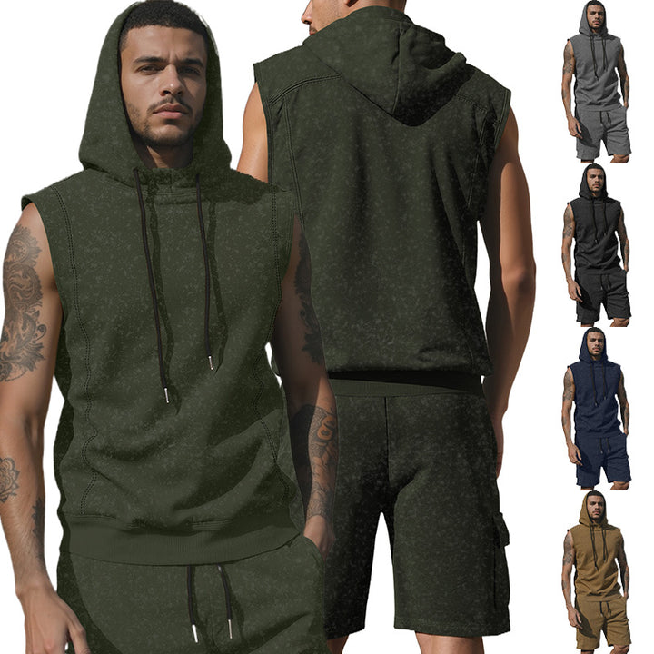 Herren nan Kapuzen-Muskelshirt-Set mit funktionaler Cargobermuda Echo Archiv