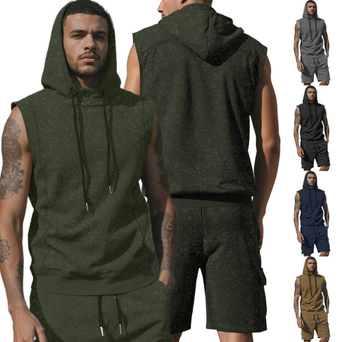 Herren nan Kapuzen-Muskelshirt-Set mit funktionaler Cargobermuda Echo Archiv