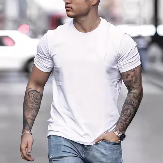 Herren Basic Rundhals T-Shirt aus atmungsaktivem Material Echoarchiv