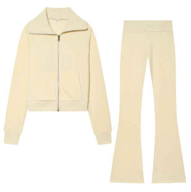 Damen 600+ hochtaillierte ausgestellte Jersey‑Hose mit Stretchbund Echo Archiv