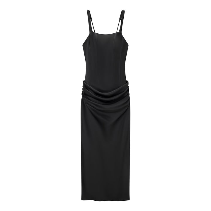 Damen elegantes Midikleid mit raffinierten Drapierungen und verstellbaren Spaghettiträgern Echo Archiv