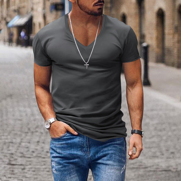 Herren lässiges V-Ausschnitt T-Shirt Echoarchiv