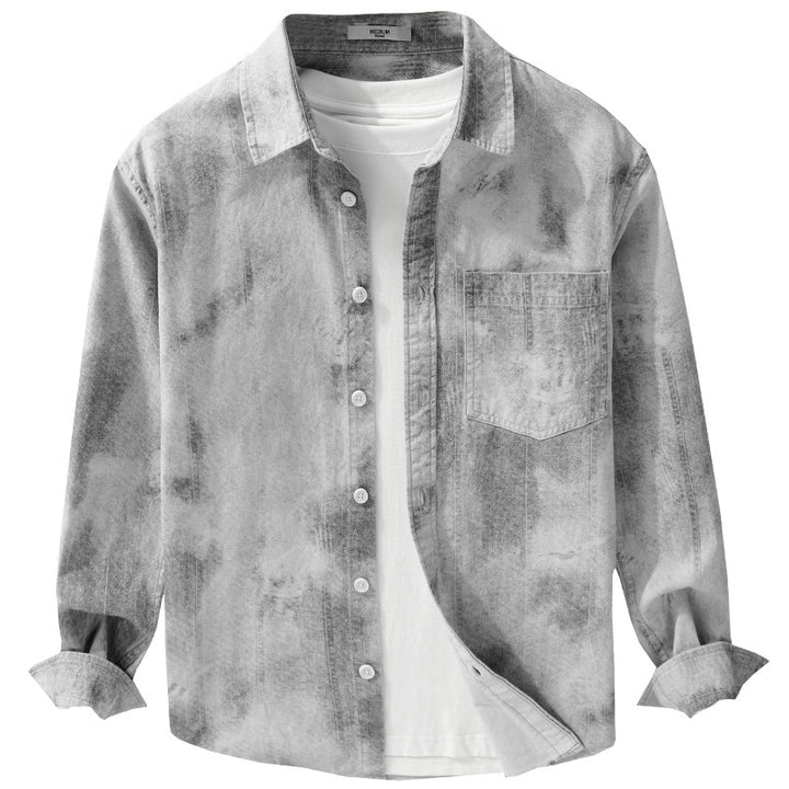 Herren Stonewashed-Denim-Überhemd im Vintage-Waschlook mit Brusttasche und Relaxed-Fit Echoarchiv