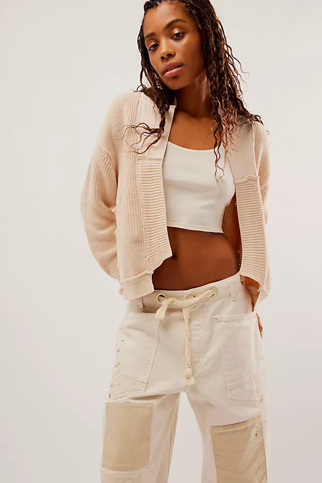 Damen Modische Strickjacke mit großen Taschen – Célinea