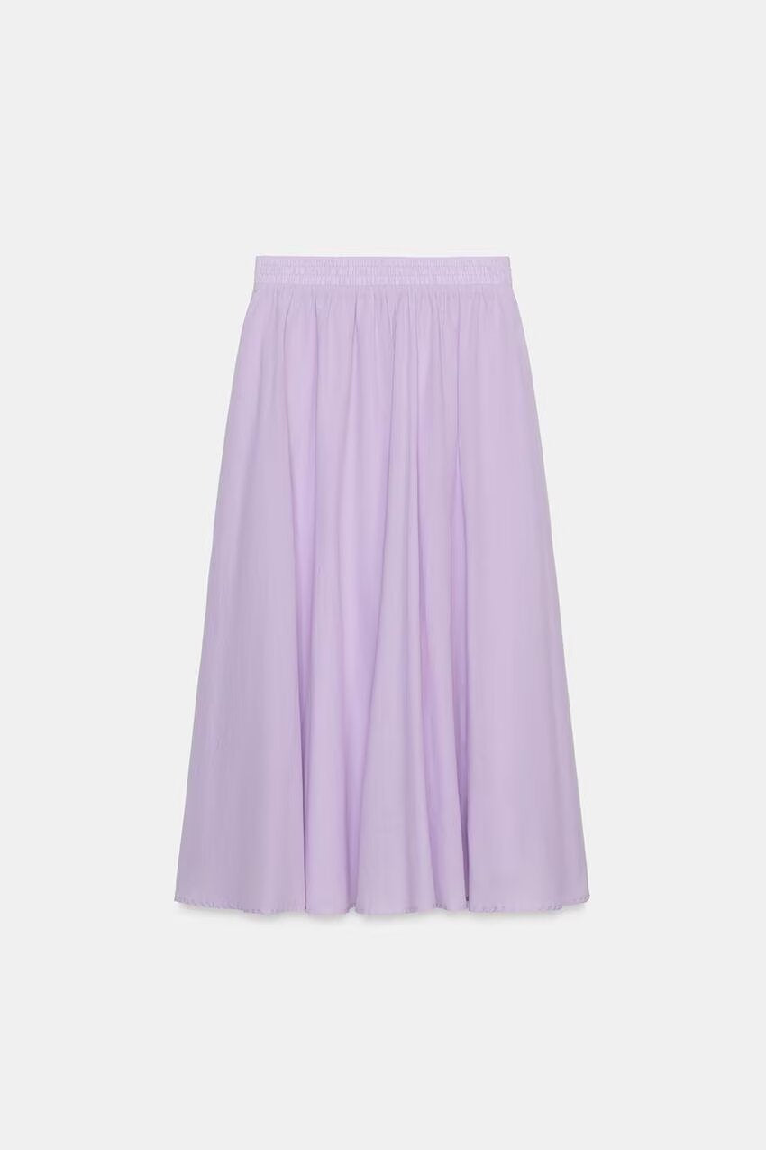Damen Weicher A-Linien-Midirock mit elastischem Gummibund und fließender Chiffon‑Optik Echoarchiv