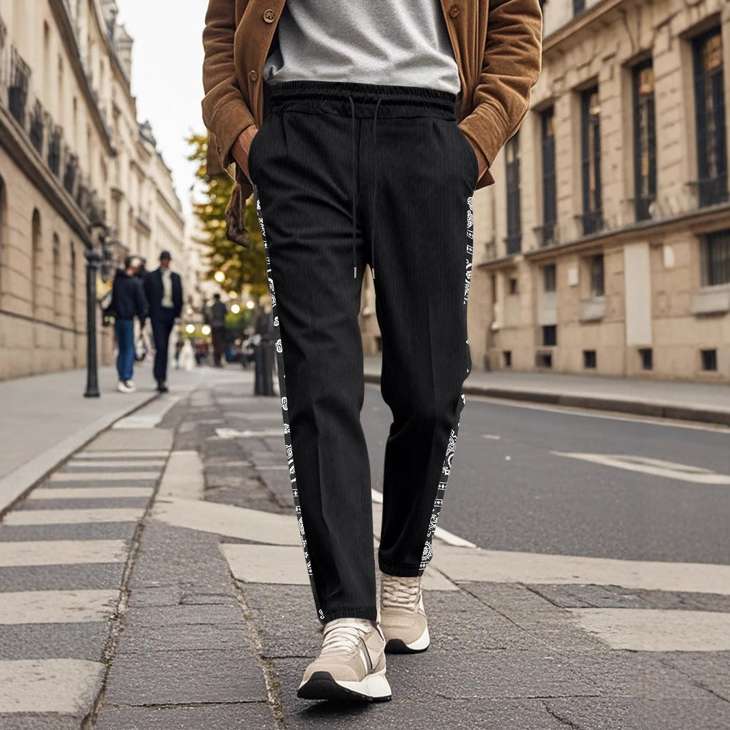 Herren stylische Jogginghose mit seitlichem Grafikdesign und elastischem Bund Echoarchiv