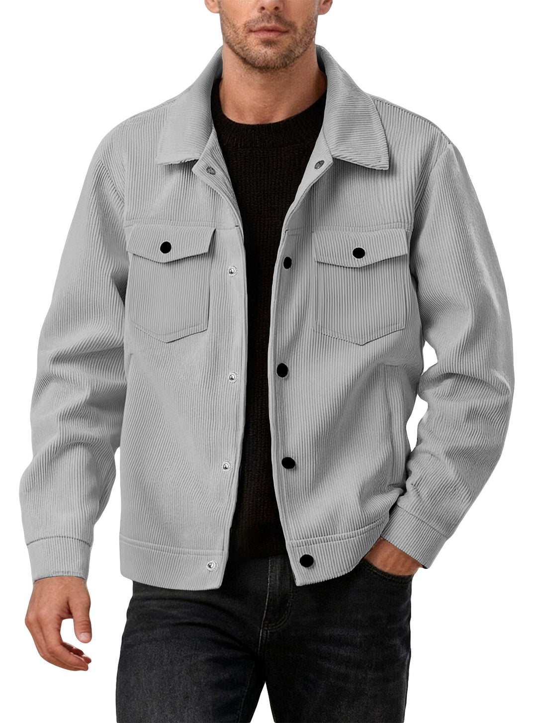 Herren nan Cordjacke im klassischen Arbeiterjacken-Schnitt mit Druckknöpfen und Brusttaschen Echo Archiv