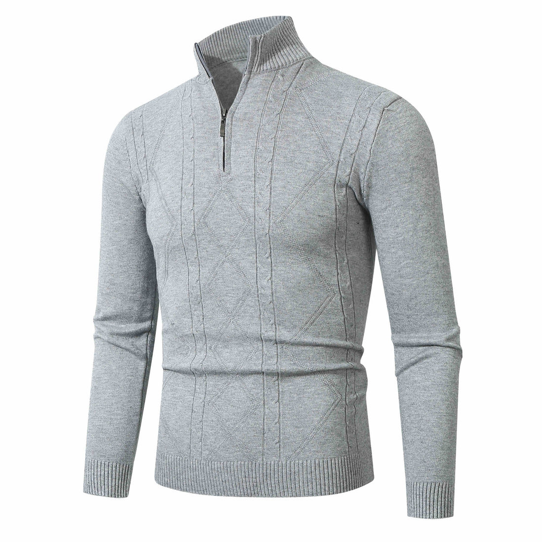 Herren Halbzip-Pullover aus Feinstrick mit geripptem Stehkragen Echo Archiv