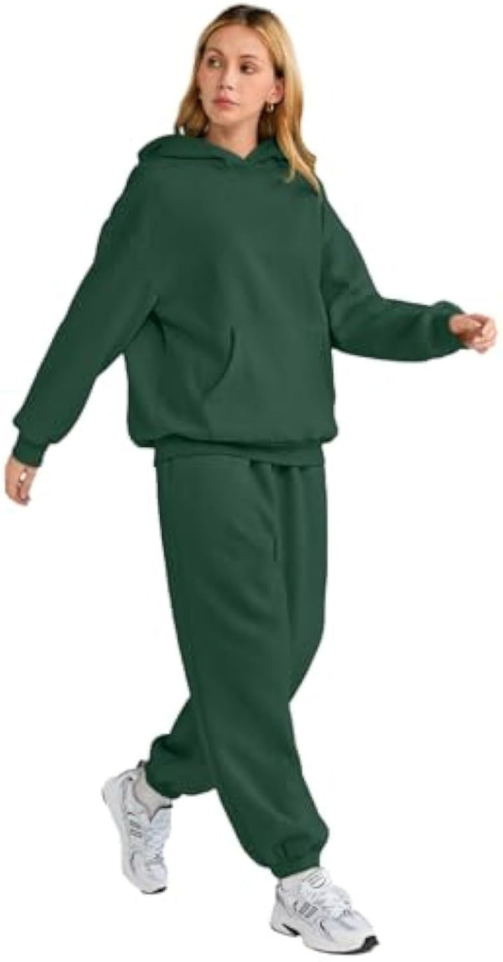 Damen Lässiges Hoodie-Jogging-Set aus French Terry mit Oversize-Kapuzenpullover und hochgeschnittener Jogginghose – Auréline