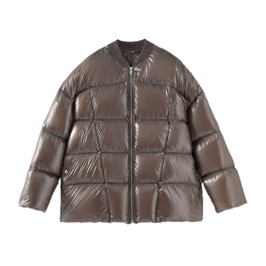 Damen Kurze gestepptte Daunenjacke mit glänzender Shell und Boxy-Silhouette Echoarchiv