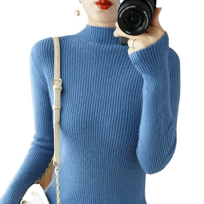 Damen Körperbetonter Rippenstrick-Rollkragenpullover mit Stretch-Effekt Echoarchiv