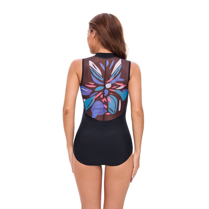 Damen ärmelloser Schwimmanzug mit floralem Rückendesign Echo Archiv