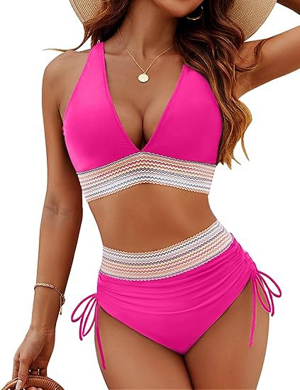 Damen Bikiniset mit verstellbarem Bund und sportlichem V-Ausschnitt Echo Archiv