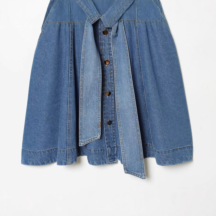 Damen Denim-Hemdblusenkleid mit Taillengürtel und ausgestellter A-Linie Echoarchiv