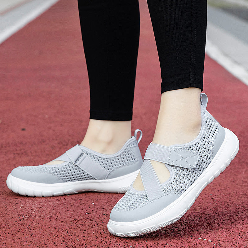 Damen nan atmungsaktive Strick-Riemchensneaker mit Klettverschluss gepolsterter Komfortsohle und flexibler Profillaufsohle Echo Archiv