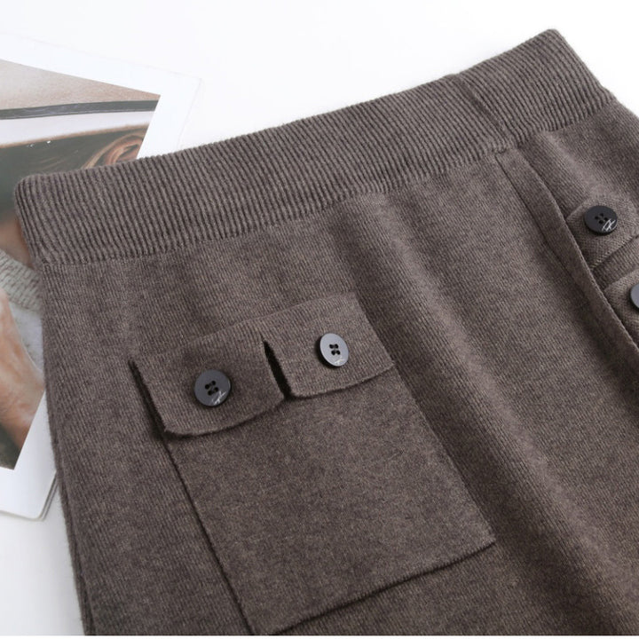 Damen Eleganter Maxirock mit praktischen Taschen und Knopfdetails Echo Archiv