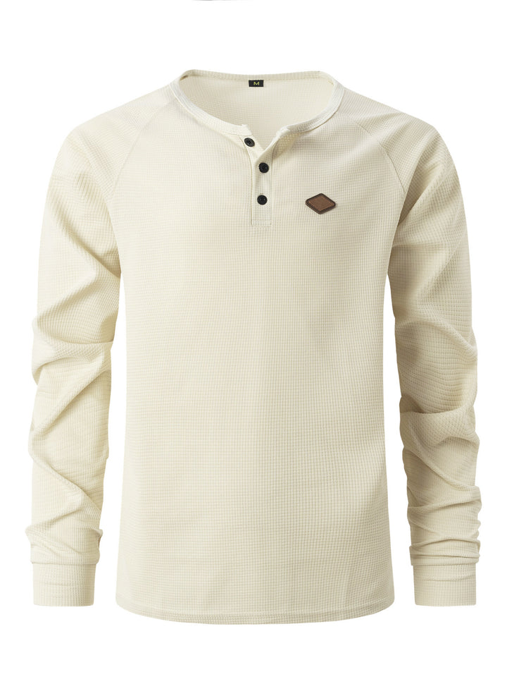Herren Langarmshirt mit Knopfleiste und strukturiertem Design Echoarchiv