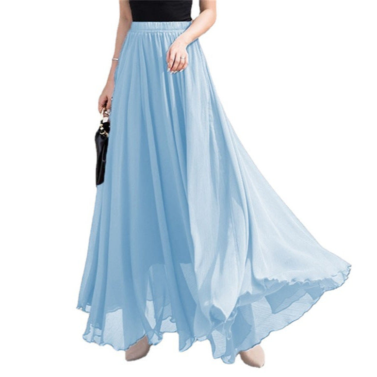 Damen nan Maxi-Chiffonrock mit elastischem Bund und fließender A-Linie Echo Archiv