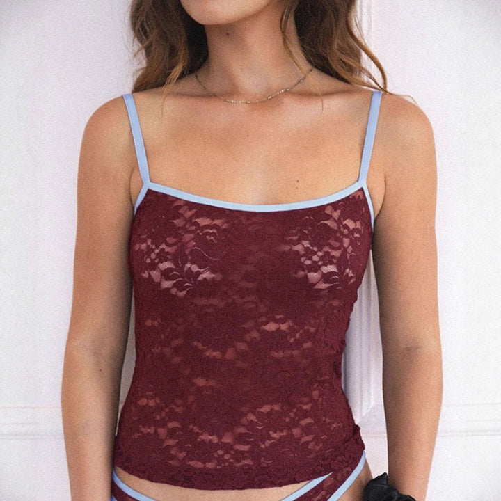 Damen Spitzentop mit kontrastierenden Trägern Echo Archiv