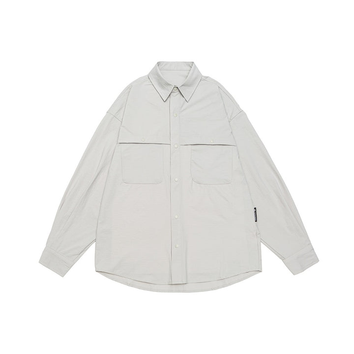 Unisex Weit geschnittene Hemdjacke im Utility‑Stil mit Druckknopfleiste Echoarchiv