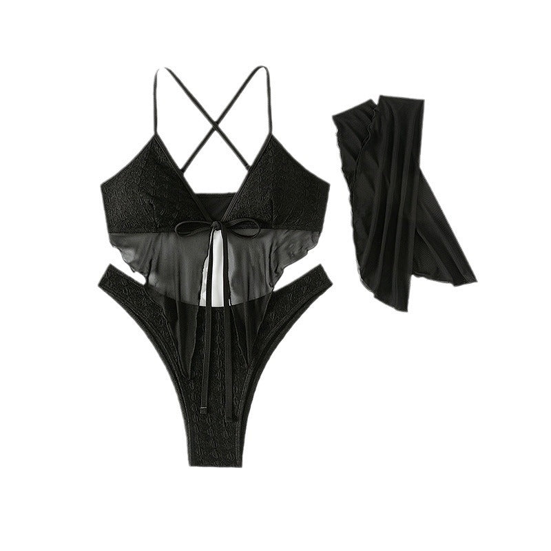 Damen Bikini-Set mit ärmellosem Oberteil und transparentem Cover-Up Echo Archiv