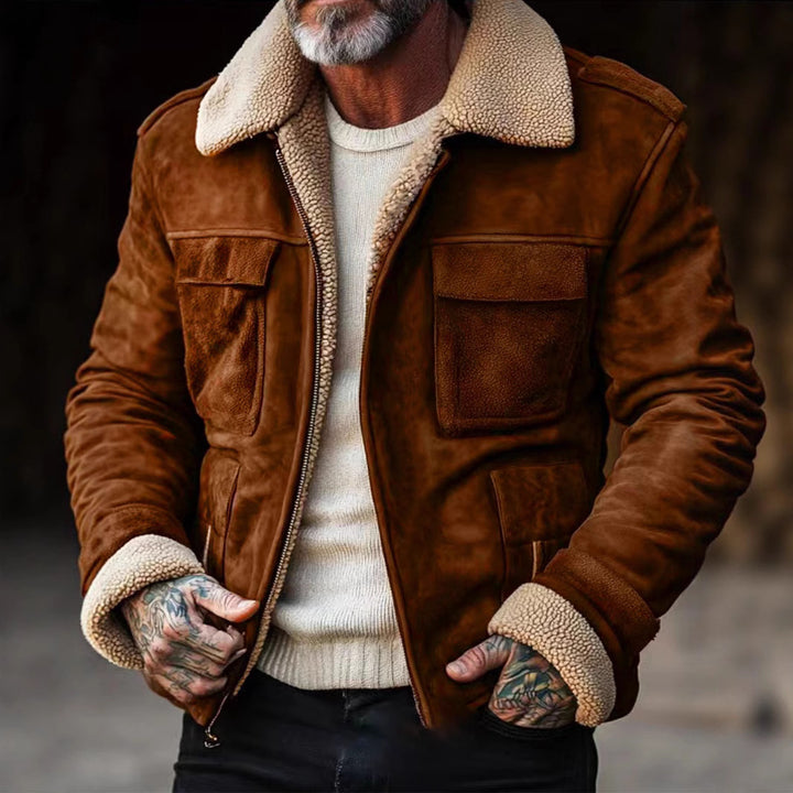 Herren stylischer Lederjacke mit warmem Futter Echoarchiv