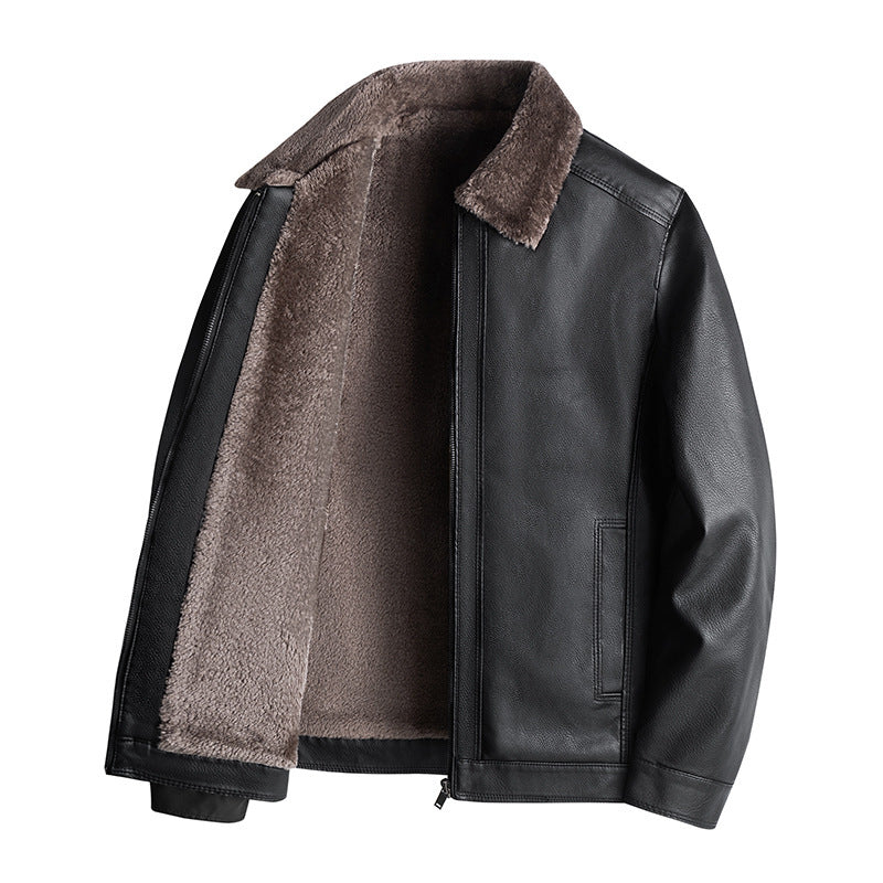 Herren Lässige Kunstlederjacke mit Fleecefutter Echo Archiv