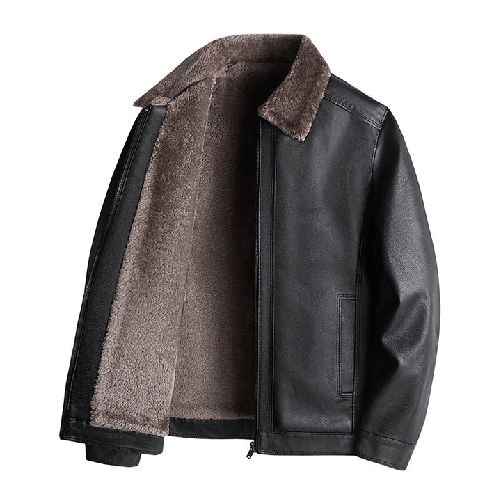 Herren Lässige Kunstlederjacke mit Fleecefutter Echo Archiv