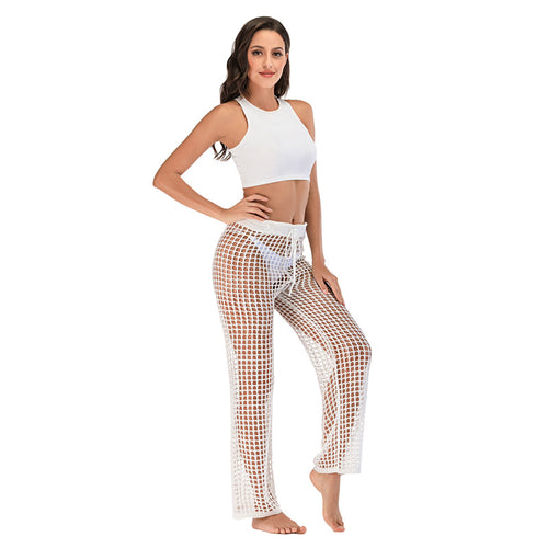 Damen Häkel Strandhose mit hoher Taille und weitem Schnitt Echo Archiv
