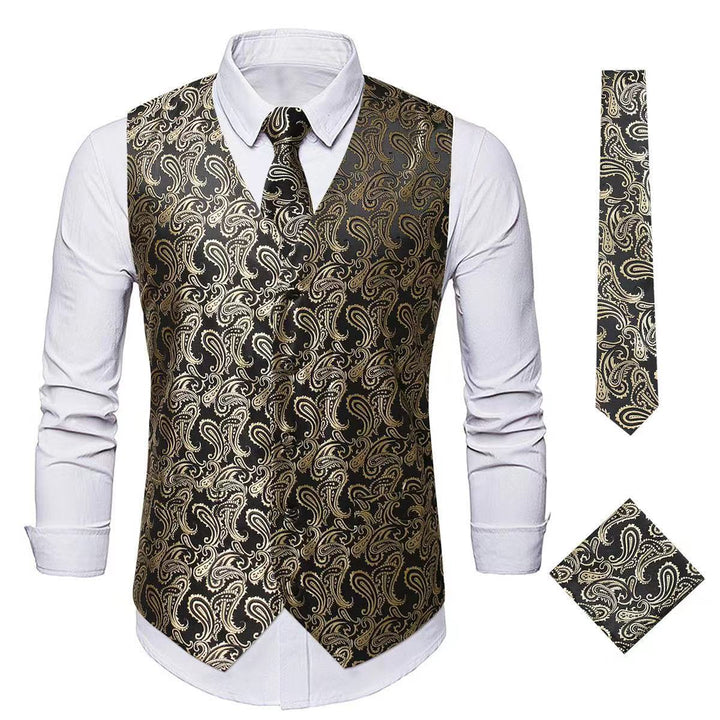 Herren nan Paisley Satin Anzugweste Set mit Krawatte und Einstecktuch Echo Archiv