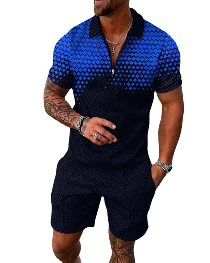 Herren Casual Strukturierter Polo Jumpsuit Echoarchiv
