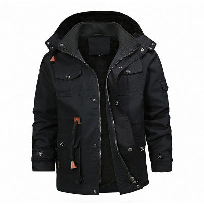 Herren Robuster Canvas-Fieldparka mit durchgehendem Teddyfutter, abnehmbarer Kapuze und Multifunktions‑Taschen Echo Archiv