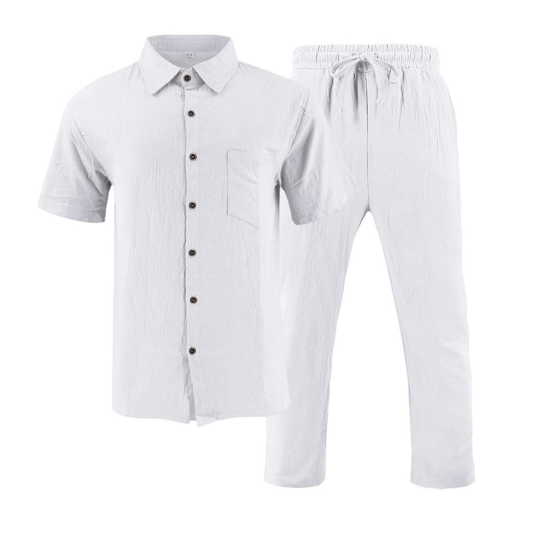 Herren luftige Sommer-Set mit modernem Hemd und bequemen Hosen Echoarchiv
