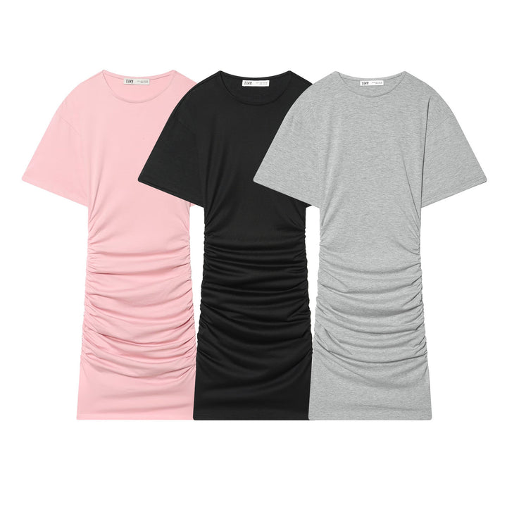 Damen Midikleid mit eleganter Raffung und weitem Kurzarm Echo Archiv