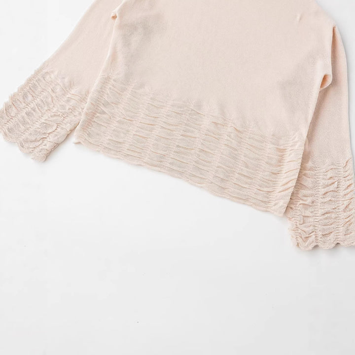 Damen Leichte Feinstrick-Bluse mit weitem Boat‑Ausschnitt und gerafftem Saum Echoarchiv