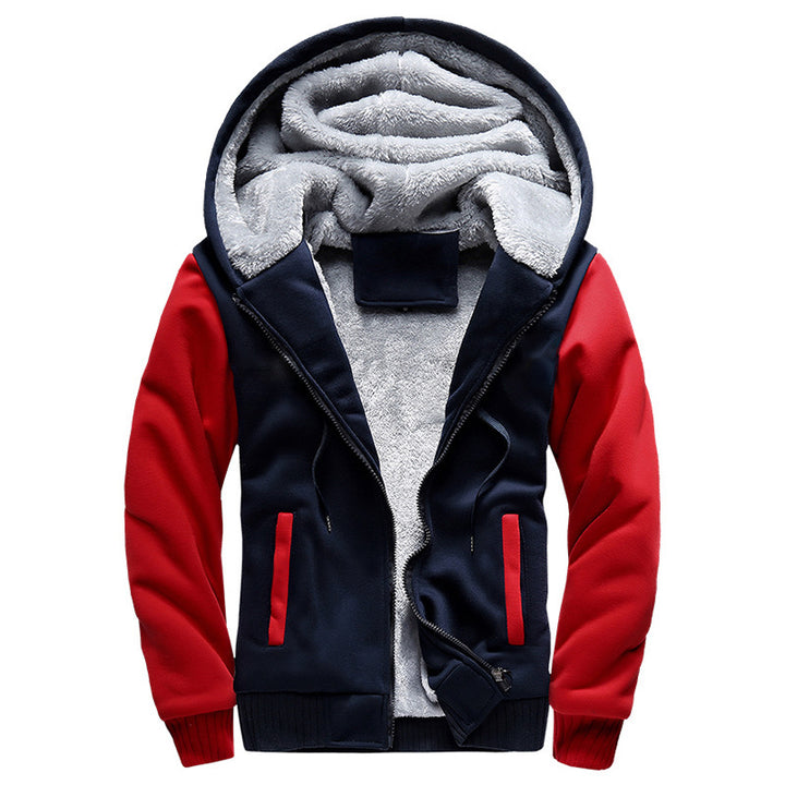 Herren Kapuzenblouson mit dichtem Sherpa-Innenfutter, kontrastierenden Ärmeln und Kordelzug – Cavarno