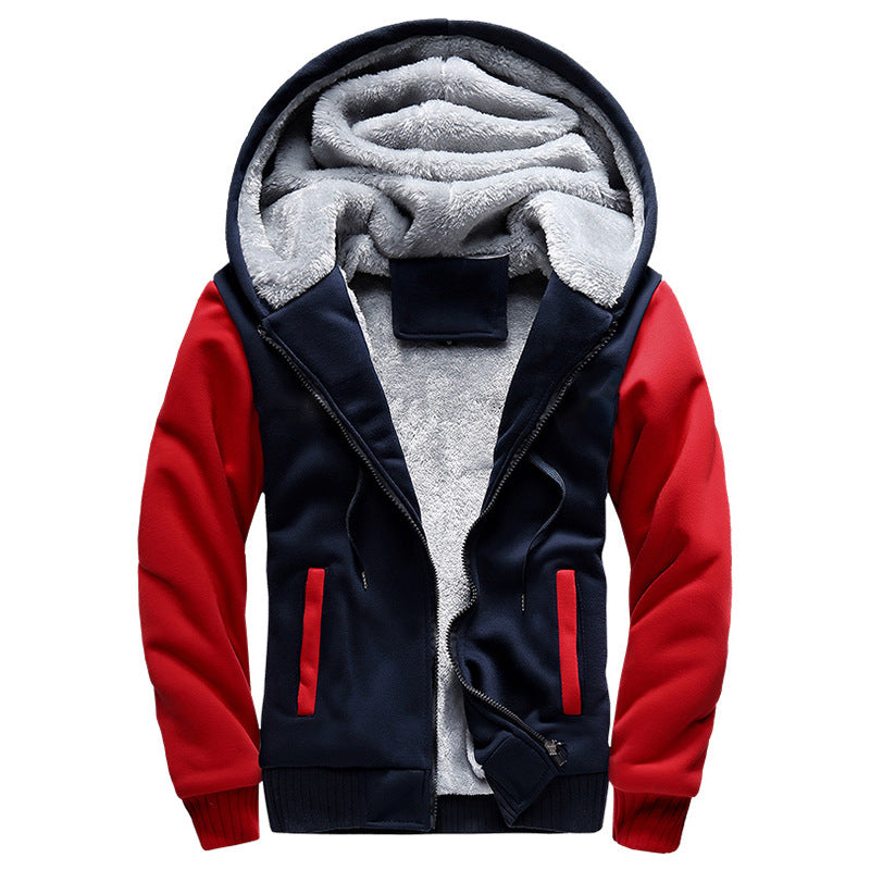 Herren Gepolsterte Kapuzenjacke mit Teddyfleece-Innenfutter, zweifarbigem Ärmeldesign und Reißverschluss Echoarchiv