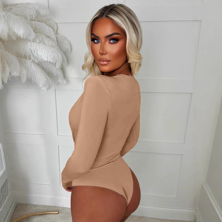Damen Body mit tiefem V-Ausschnitt und schmalem Gürtel Echo Archiv