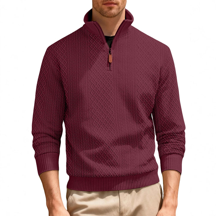 Herren lässiger Stehkragen Pullover mit strukturierter Strickqualität Echoarchiv