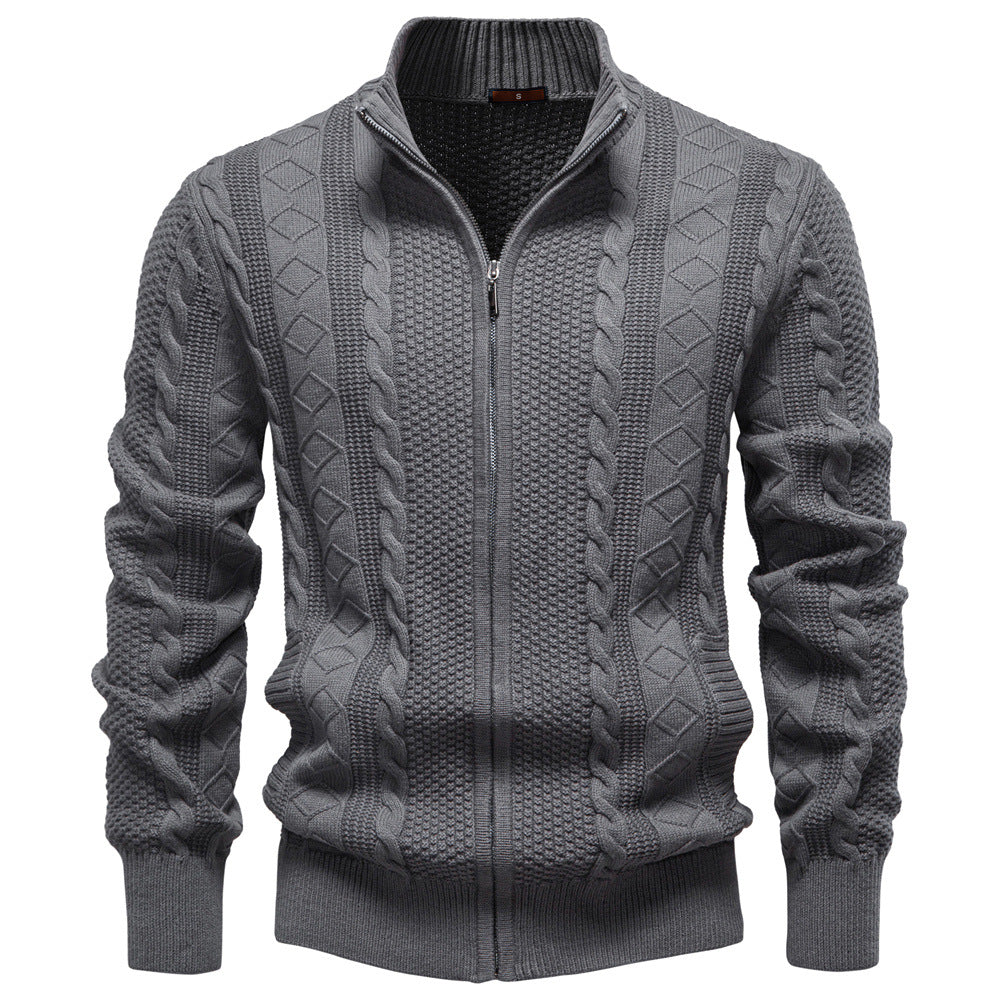 Herren Strickjacke mit Reißverschluss und strukturiertem Muster Echoarchiv