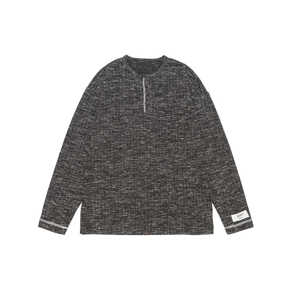 Unisex Thermo-Waffelstrick-Henleyshirt mit Knopfleiste und Rippstruktur Echoarchiv